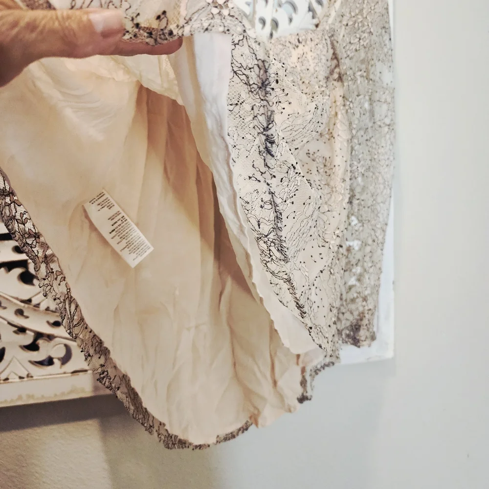 Free People Heavenly champagne toast black lace overlay dress size Small NWT - Picture 14 of 16